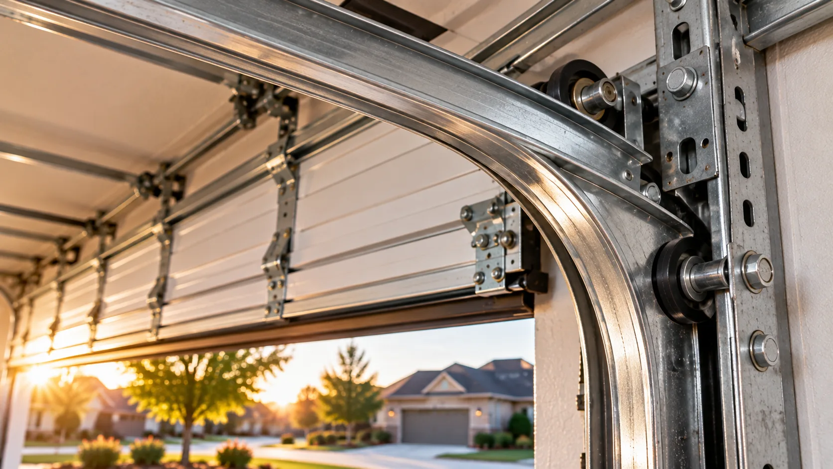 Curved track, mounting bracket and upper roller