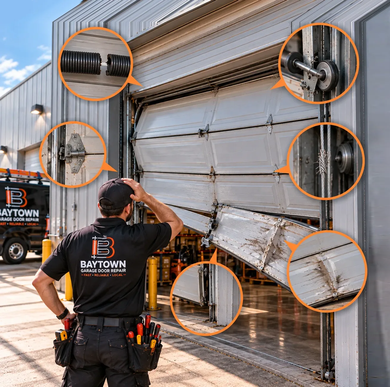Safety illustration of damaged door components